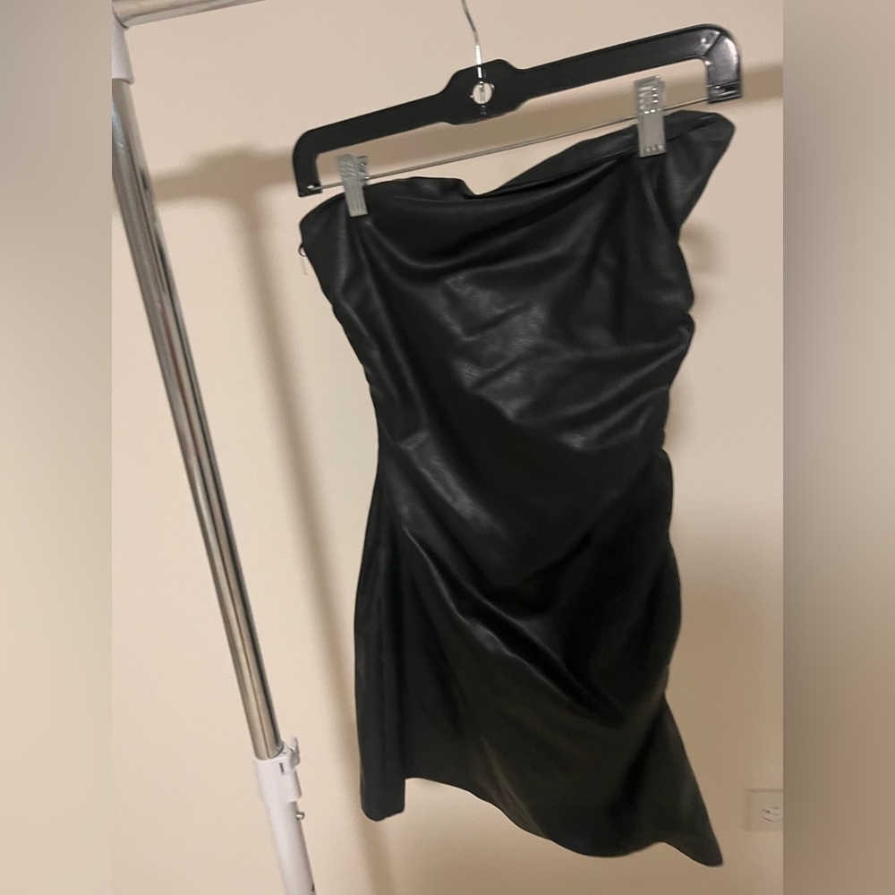 Elegant Leather Black Dress
